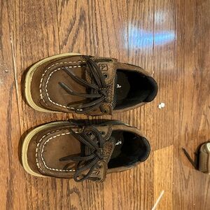 Boys Dark Brown Sperry Lanyard shoes toddler size 8